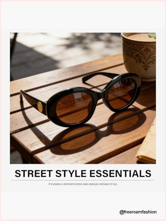 Retro Oval Sunglasses Chunky Thick Frame UV Protection Y2k Trendy Shades main image 5